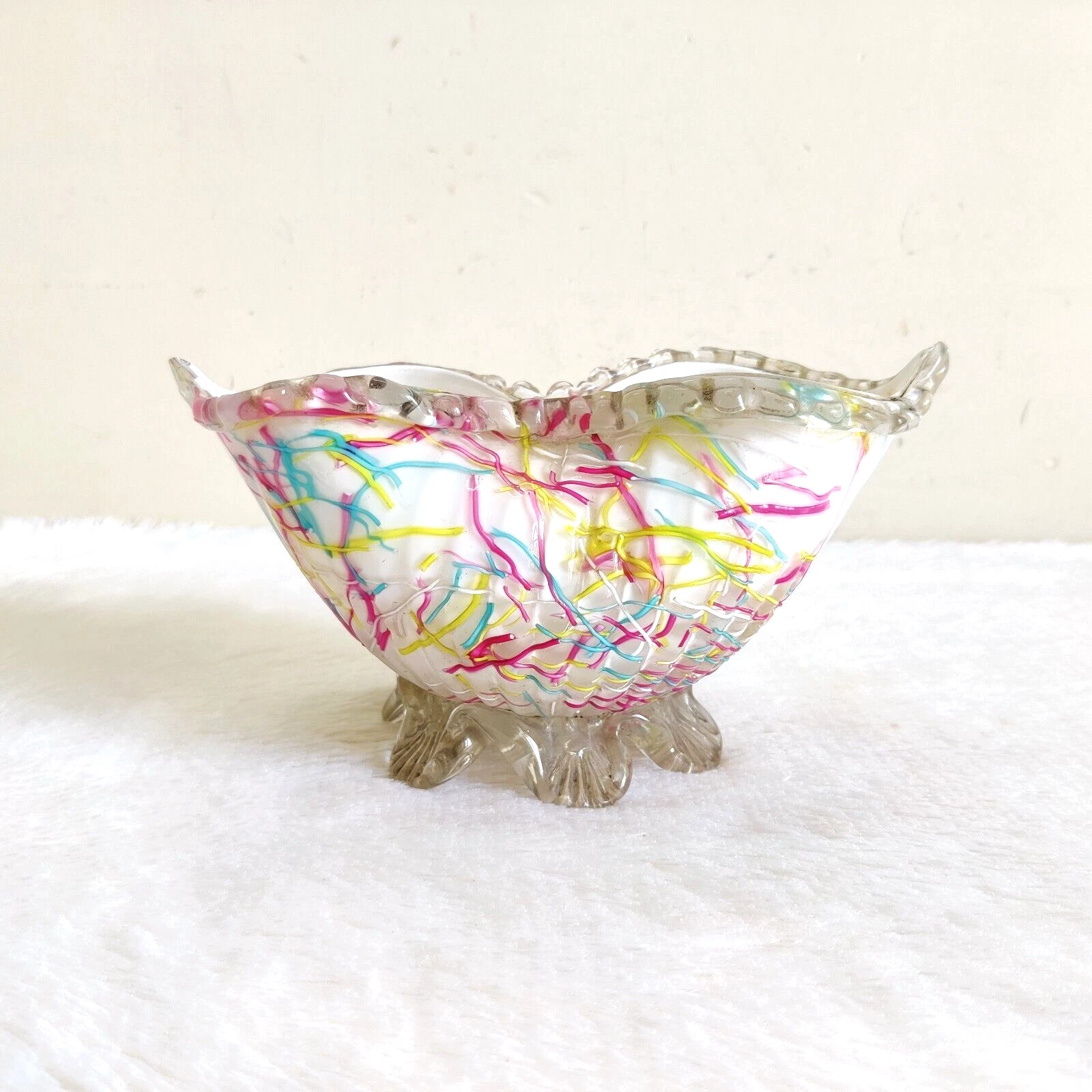 19C Vintage Beautiful Multicolor Glass Pontil Brand Decorative Bowl GL176
Opens in a new window or t