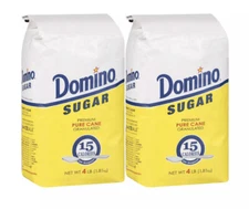 DOMINO GRANULATED PURE CANE WHITE SUGAR 4 LB BAG (2-Pack) 8 Pound Total