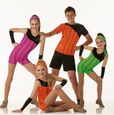 Technologic GREEN Child X-Small Jazz Tap Dance Costume Biketard With Mitts New