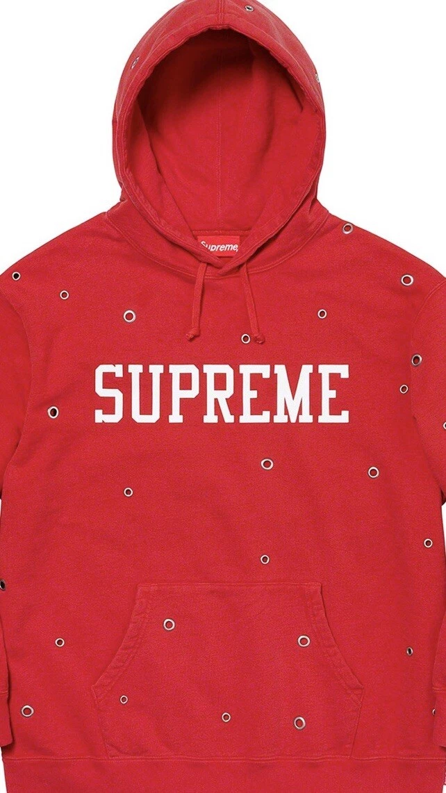 Supreme•Felpa con cappuccio occhiello•Rosso•Taglia Medium•Nuova con etichette