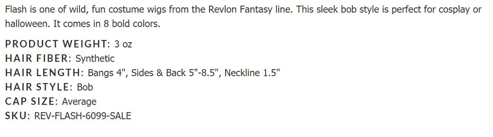 COPPER Color - Shock Costume Wig by Revlon - - Fantasy Wig - Bob Wig - Image 3 of 3