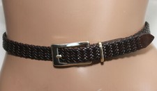 Nine West Skinny Brown Dress Belt - Silver Buckle - Size L - 40" Long