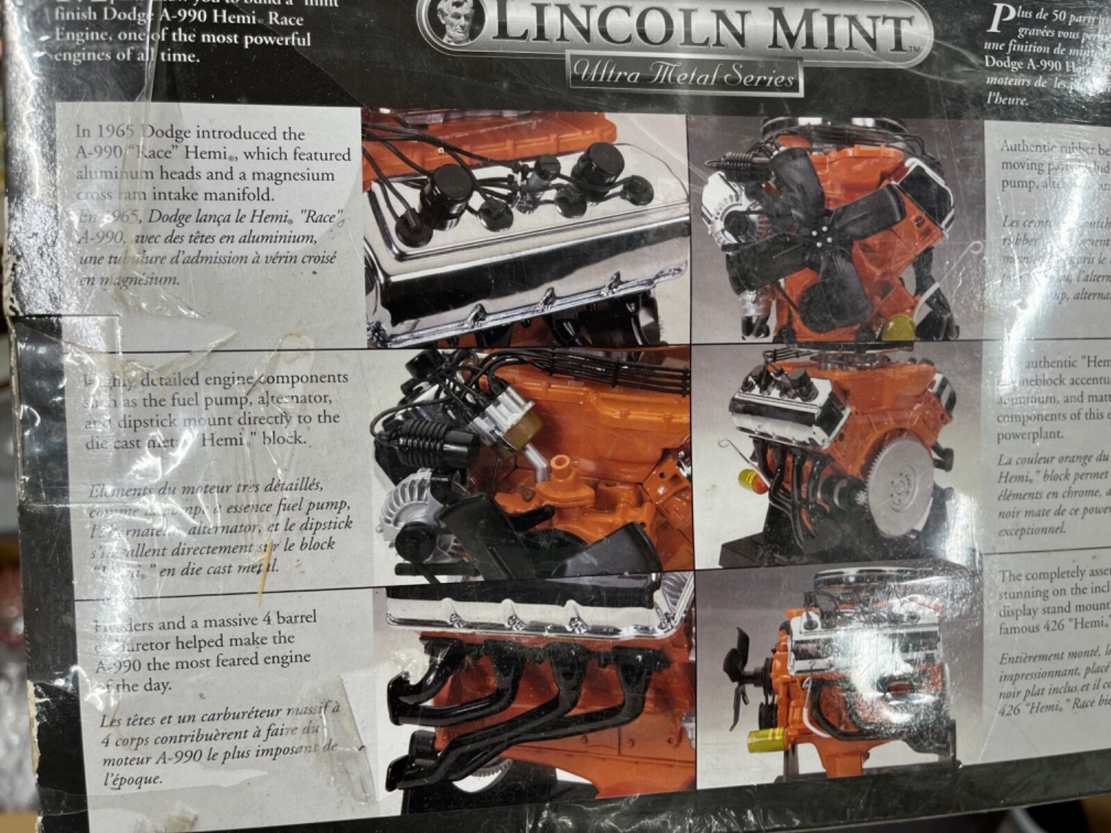 Testors Lincoln Mint 455 Dodge 426 Hemi A990 Engine Model Kit FS 1/6