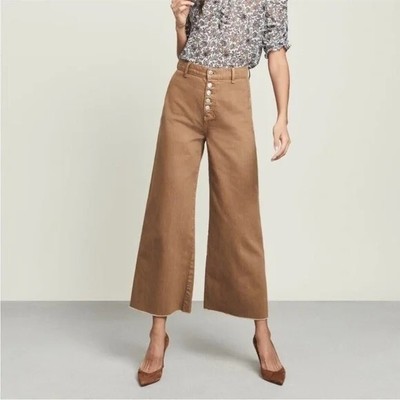 Veronica Beard Grant Wide Leg Jeans 27 Ochre High Rise Raw Hem 100% Cotton NWT
