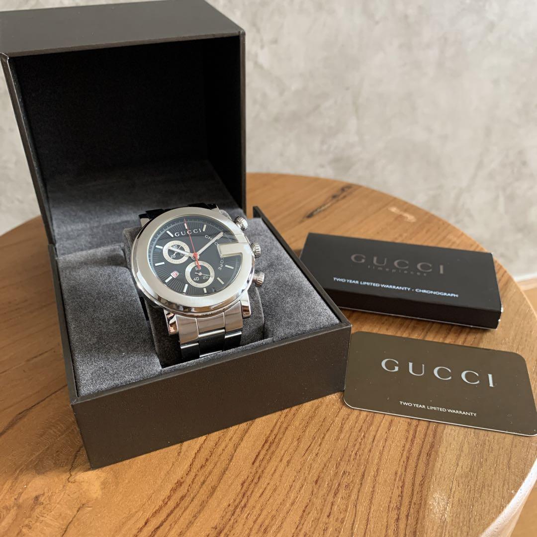 半額満載!スーパーSALE グランドセール! YA101309 Chrono G 101M GUCCI Black Box w/ Quartz Silver SS 男性用