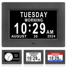 Dementia Clocks for Seniors7 Inch Clock with Day and Date for Elderly12 Alarm...