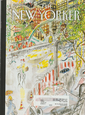 New Yorker Magazine May 7 2018 J.J.Sempe cover ''Biking in the Rain'' complete