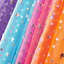 Print Organza Star Fabric Crystal Shiny Crafts Decorations 60" Wide By the Yard