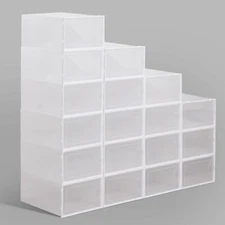 18Pcs Clear Shoe Storage Box Plastic Stackable Shoe Organizer Rack Space Saving