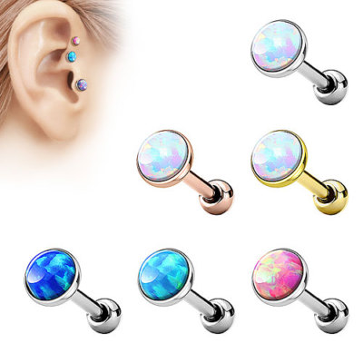 Tragus Cartilage Helix Ohr Universal Piercing Stecker mit flachen Opal Stein