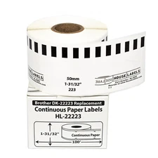 Non-OEM Fits BROTHER DK-2223 Continuous Labels (1-31/32" x 100 feet)  (50) Rolls