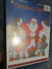 Vintage NOS Sealed Playmore Kids 12 piece PUZZLES Christmas Tree Santa Claus