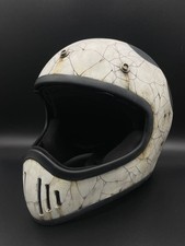 Vintage Motocross Helmet Black/White Aging Damage Crack-Free 57-60cm Used