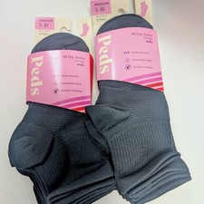 PEDS All Day Active Ankle Socks Size Medium 5-10 Black 12 Pairs