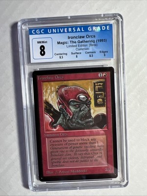 MTG Beta Ironclaw Orcs CGC 8 Quad++ NM/Mint (with sub grades) 1993