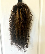 WAVYMY Human Hair 7x5 Lace Front Water Wave Curly Highlight Wig 26in precut New