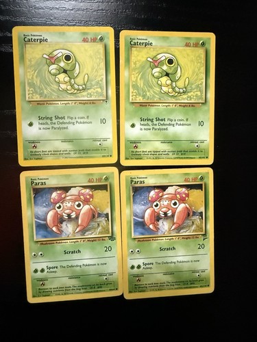 Vintage Pokemon Lot Caterpie Paras WOTC Base Jungle Legendary Collection