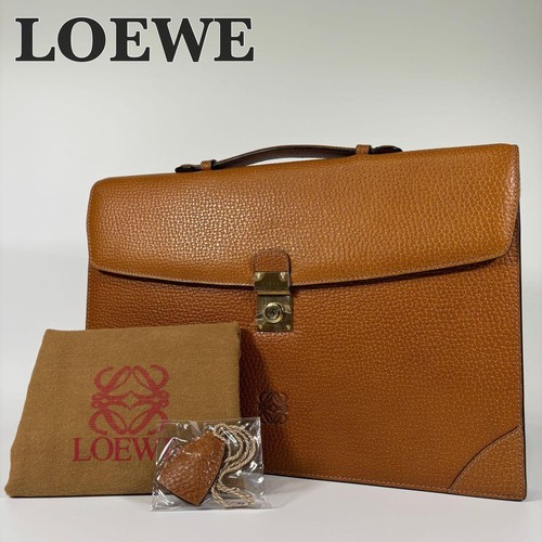 LOEWE Anagram Leather Business Briefcase Bag Brown A4 Vintage Used From Japan