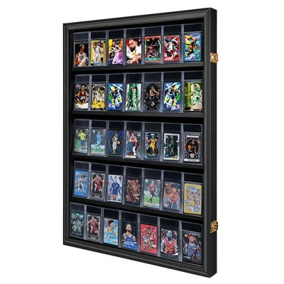 35 Graded Sports Baseball Card Display Case Lockable Wall Mount