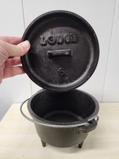 Discontinued Lodge #6 Cast Iron Camp Dutch Oven w/ Lid USA 6CO 1 Qt