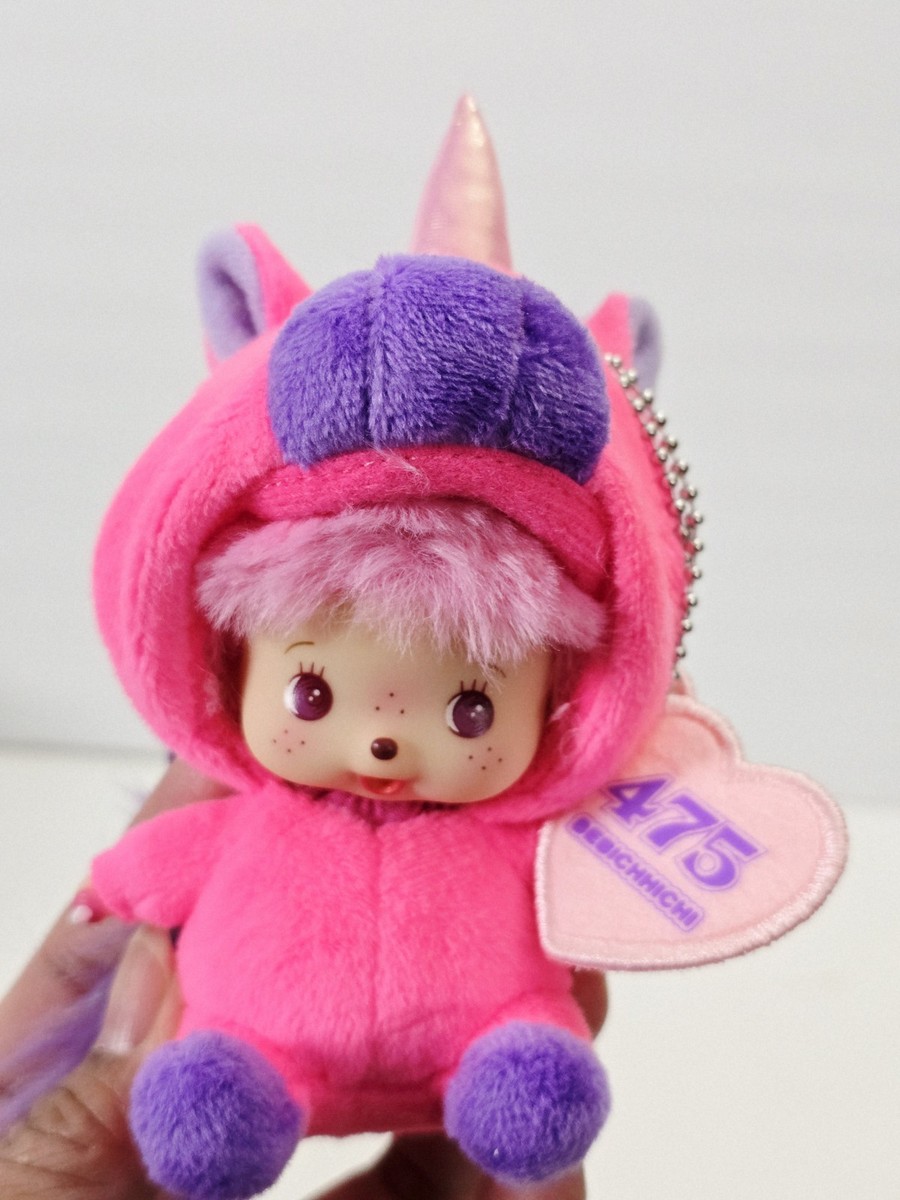 Sekiguchi Monchhichi Babychic SS Big Face Unicorn Plush Keychain