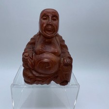 Wooden Hand Carved Happy Buddha Statue Sculpture Figurine