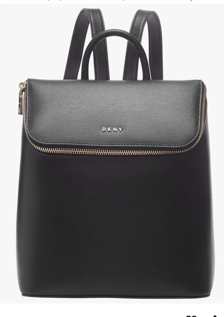 DKNY Black Bryant Park Leather Top Zip Backpack Retail $198  display picture 2