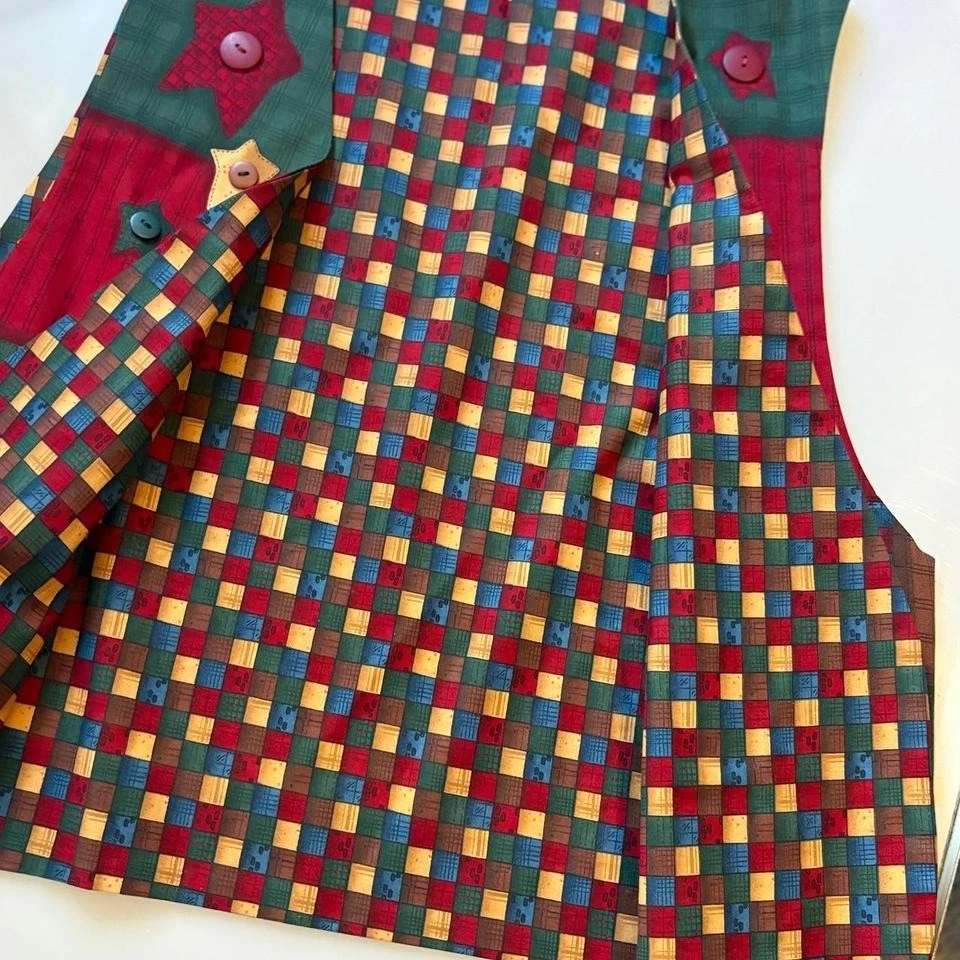 De Colección Años 90 Y2K Navidad Papá Noel Chaleco Reno Luna Hecho a Mano Maestro Grandmacore 1X Foto 4 de 4