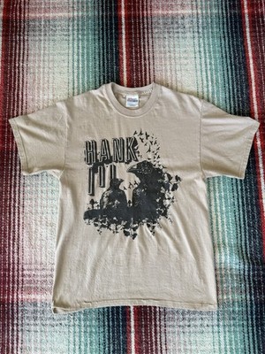 Hanes Heavyweight 50/50 Hank Williams III Crow Graphic Beige Cotton Poly Tee M