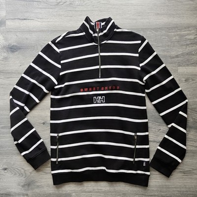 Helly Hansen Sweet Skate 1/4 Zip Jumper Men's Size Small Striped Black Great Cnd