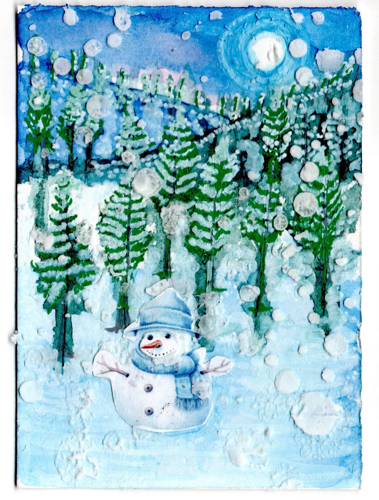 ACEO Original Art | Card 10 | Winter ATC by Tehillah mix Media