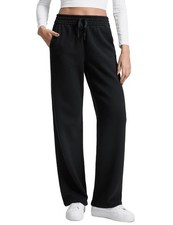 Cotton Fleece Lined Sweatpants Women 30" Straight Leg Casual Lounge Sweat Pan...