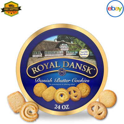 Royal Dansk Danish Butter Cookies 24 oz   Premium Assorted Cookies Gift Tin