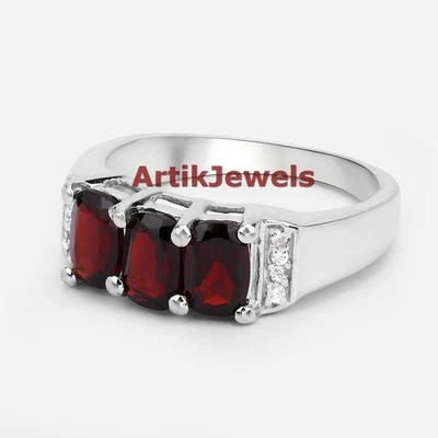Natürlicher Granat Edelstein Mit 925 Sterlingsilber Ring Für Damen #3666 - Bild 1 von 4