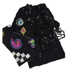 3 PC Lot: Beaded Sequined Dress, Vest, Belt Perfect Upcycling  Creatives