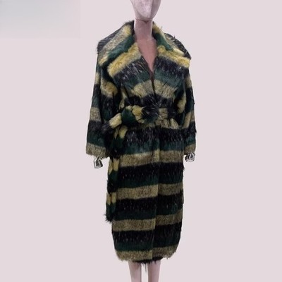 Women Loose Youthful Long Fur Coat Lapel Collar Long Warm Fur Party Fox Fur Coat