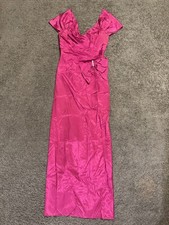 Vintage Prom Gown S Pink Dress Bow Runched Sparkle Y2K 80s Maxi Bridal Originals