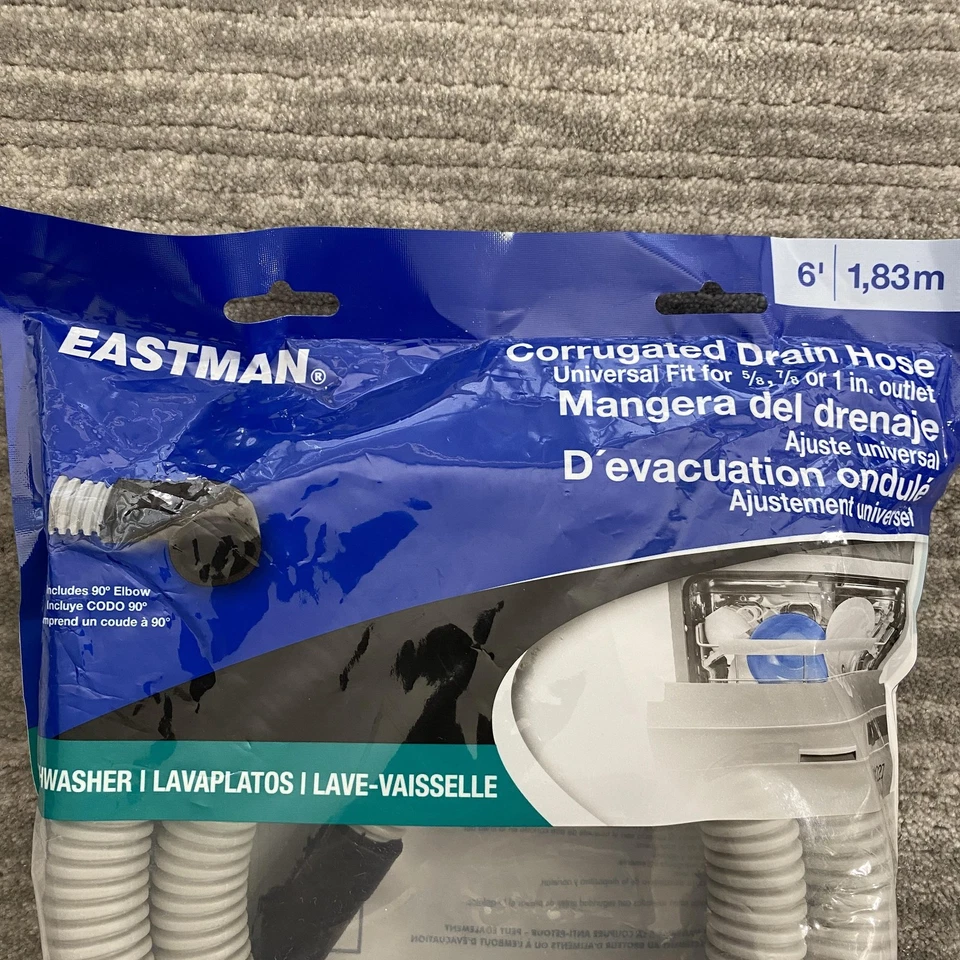 Mangueira de drenagem ondulada para máquina de lavar louça Eastman 6 pés ajuste universal 5/8 3/4 1 pol folga de ar - Imagem 3 de 4
