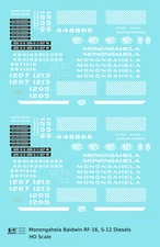 K4 HO Scale Decals Monongahela Railway Baldwin Diesel White S12 Shark