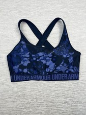 Under Armour Women's Mid Crossback Printed Sports Bra Blue Camo Medium Support