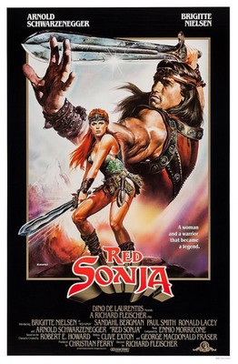 RED SONJA ORIGINAL ROLLED 27X41 MOVIE POSTER 1985 SCHWARZENEGGER NIELSEN SWORD