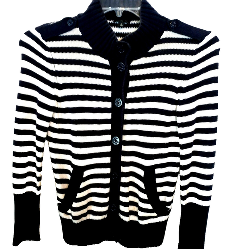 Talbots Pullover OP Strickjacke dunkelblau weiß gestreift Maritim Militär Strand