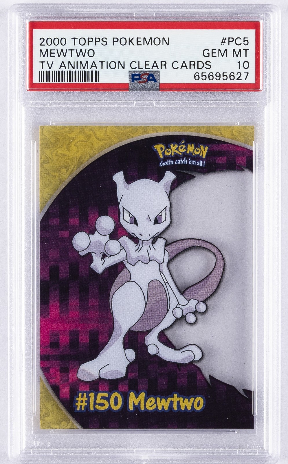 2000 TOPPS POKEMON TV ANIMATION CLEAR CARDS #PC5 MEWTWO PSA 10