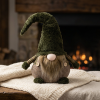 Wichtel Deko Figur Weihnachten Gnom Sitzend 41 Cm Weihnachtswichtel Braun-GrüN