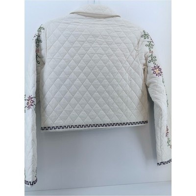 Christian Lacroix Cream Quilted Jacket with Floral Embroidery | eBay