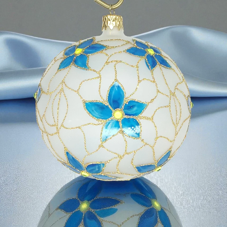 ✨ Adorno de Navidad de vidrio hecho a mano grande de 4" - Paisaje de invierno libre de impuestos ✨ Foto 4 de 4