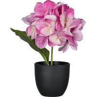 Kunstpflanze Hortensie, 3Er Set, Farbe Rosa, Inkl. Topf, HöHe Ca.21 Cm