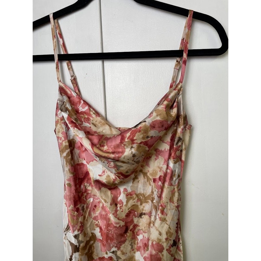 Beautiful Floral Midi Slip Dress NWT Sz XS Cowl Neck Y2K Romantic Fairy Satin 