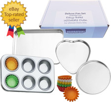Deluxe Pan Set Compatible with Easy Bake Ultimate Oven Includes 60 Cupcake Liner