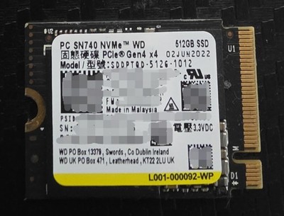 Western Digital WD SN740 512GB M.2 PCIe Gen4x4 NVMe 2230 SSD SDDPTQD-512G-1012